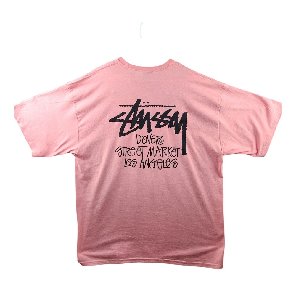 Stussy Dover Street Market LA Tee XL Pink World Tour Logo DSM Shirt Men's - Picture 3 of 8